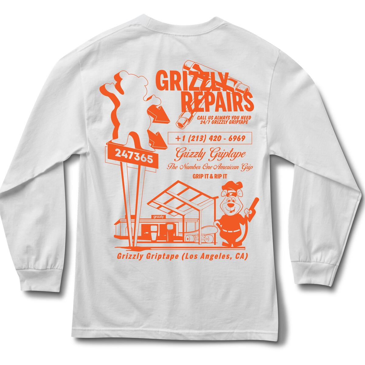 Remera Manga Larga Grizzly Repairs - White